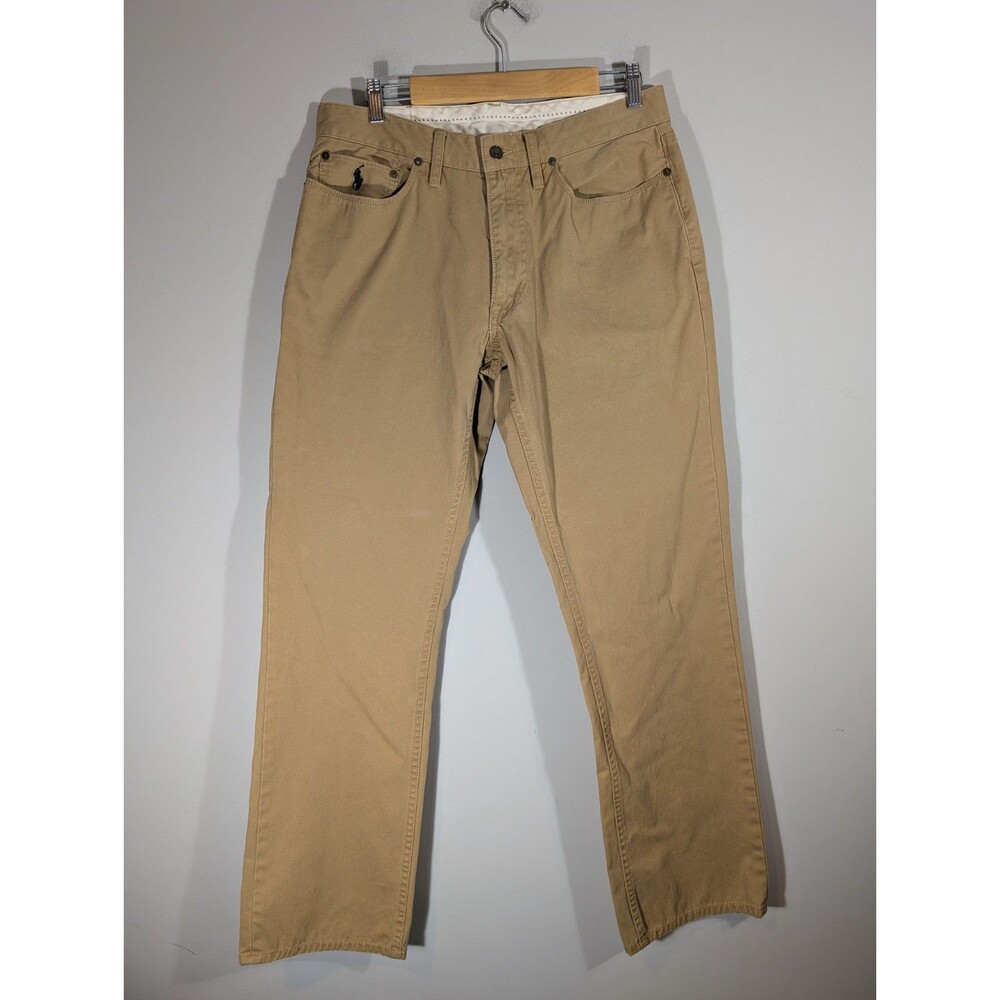 POLO Ralph Lauren Tan Khaki Chino Straight Leg Pants Mens Sz 34x32 Preppy Casual